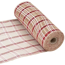 Best Christmas Forever DECOR MESH 10.5″x10 YDS NAT NATURAL/RED & WHITE CHECK