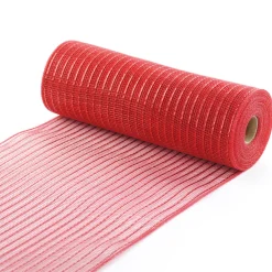 Hot Christmas Forever DECOR MESH 10.5″x10 YDS SM RED/MATT RED LINES