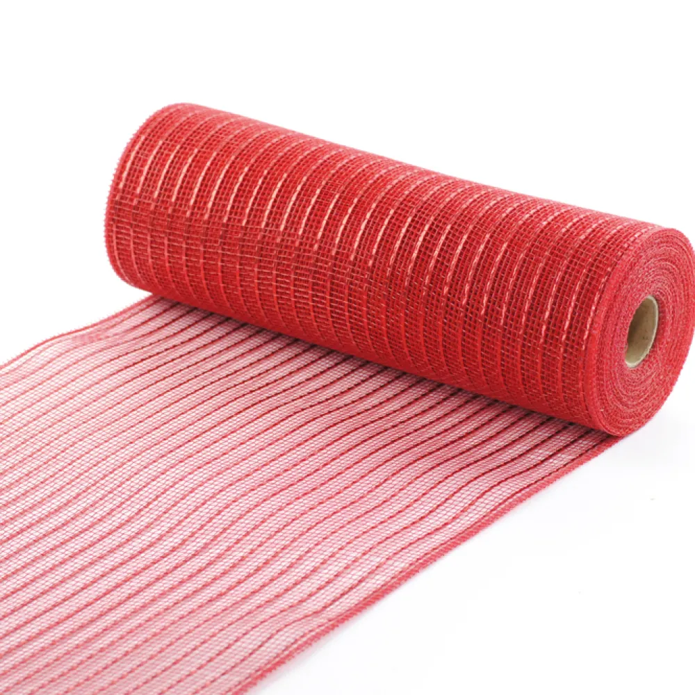 Hot Christmas Forever DECOR MESH 10.5″x10 YDS SM RED/MATT RED LINES