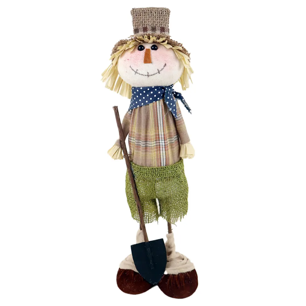 Clearance Christmas Forever FALL SCARECROW 19″ HUSK & BURLAP W/ SHOVEL BROWN/MULTI