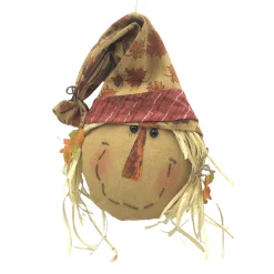 Hot Christmas Forever FALL SCARECROW HEAD HUSK HANGING GIRL 12.5″ ORANGE/MULTI