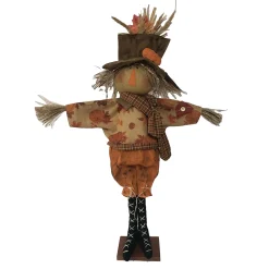 Clearance Christmas Forever FALL SCARECROW HUSK BOY STANDING ON BASE 33.5″ ORANGE/MULTI