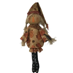 Christmas Forever FALL SCARECROW HUSK GIRL STANDING ON BASE 27.5″ ORANGE/MULTI