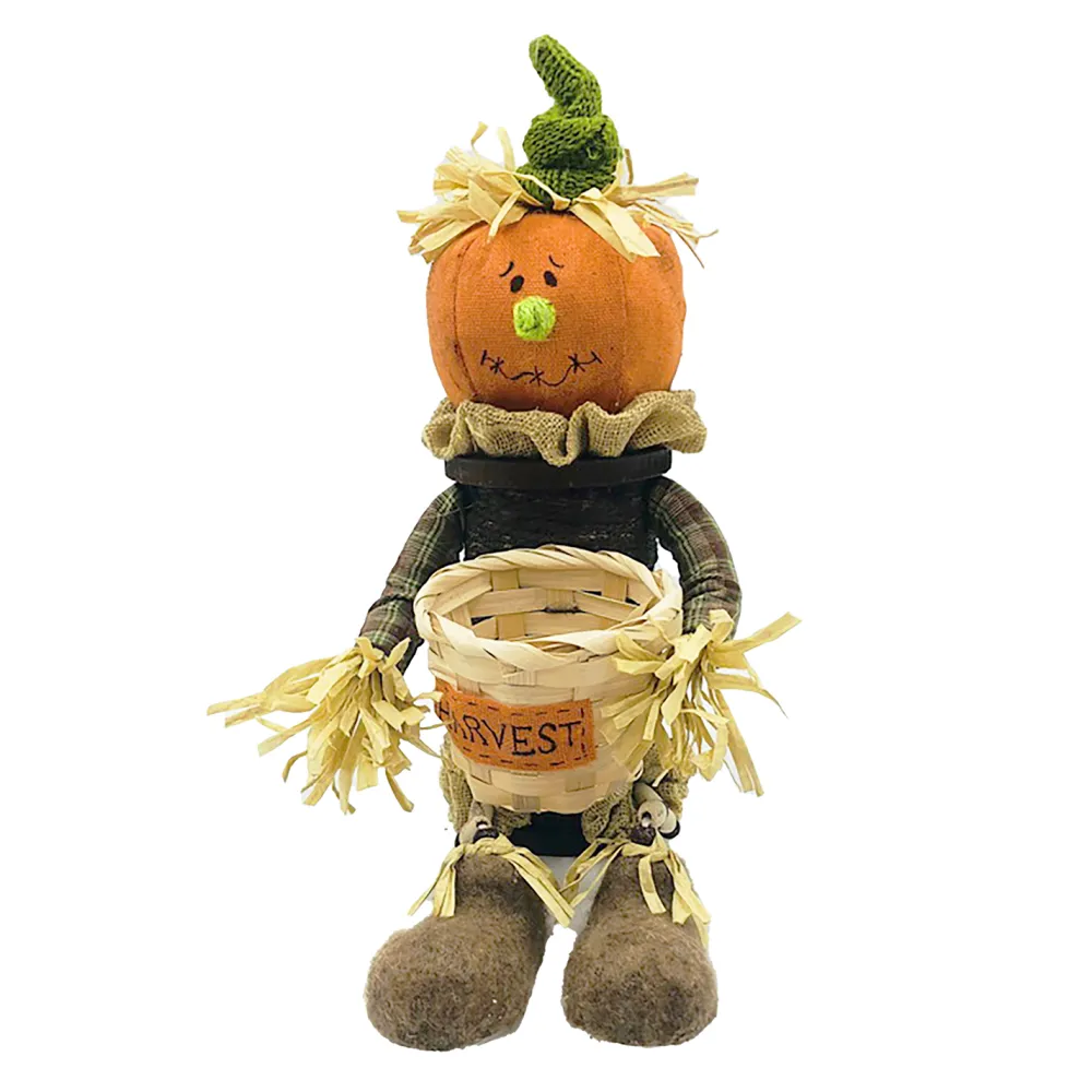 Sale Christmas Forever FALL SCARECROW PUMPKIN HEAD W/ DANGLING LEGS 15.5″ ORANGE/MULTI