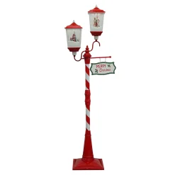 Hot Christmas Forever FLOOR DOUBLE LANTERN WITH SANTA & SNOWMAN SEE-SAW SNOWING SCENE 79″