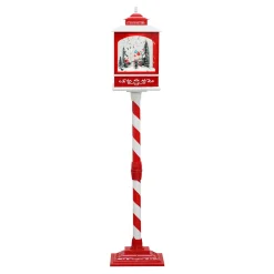 Hot Christmas Forever FLOOR RETRO STREET LAMP WITH SANTA & SNOWMAN SEE-SAW SNOWING SCENE 49″