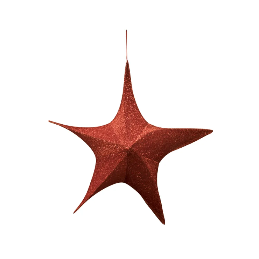 Best Christmas Forever FOLDING SHIMMER STAR 16″ RED