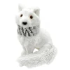 Clearance Christmas Forever FOX WHITE SITTING 11.5″ FUR W/ GRAY SCARF