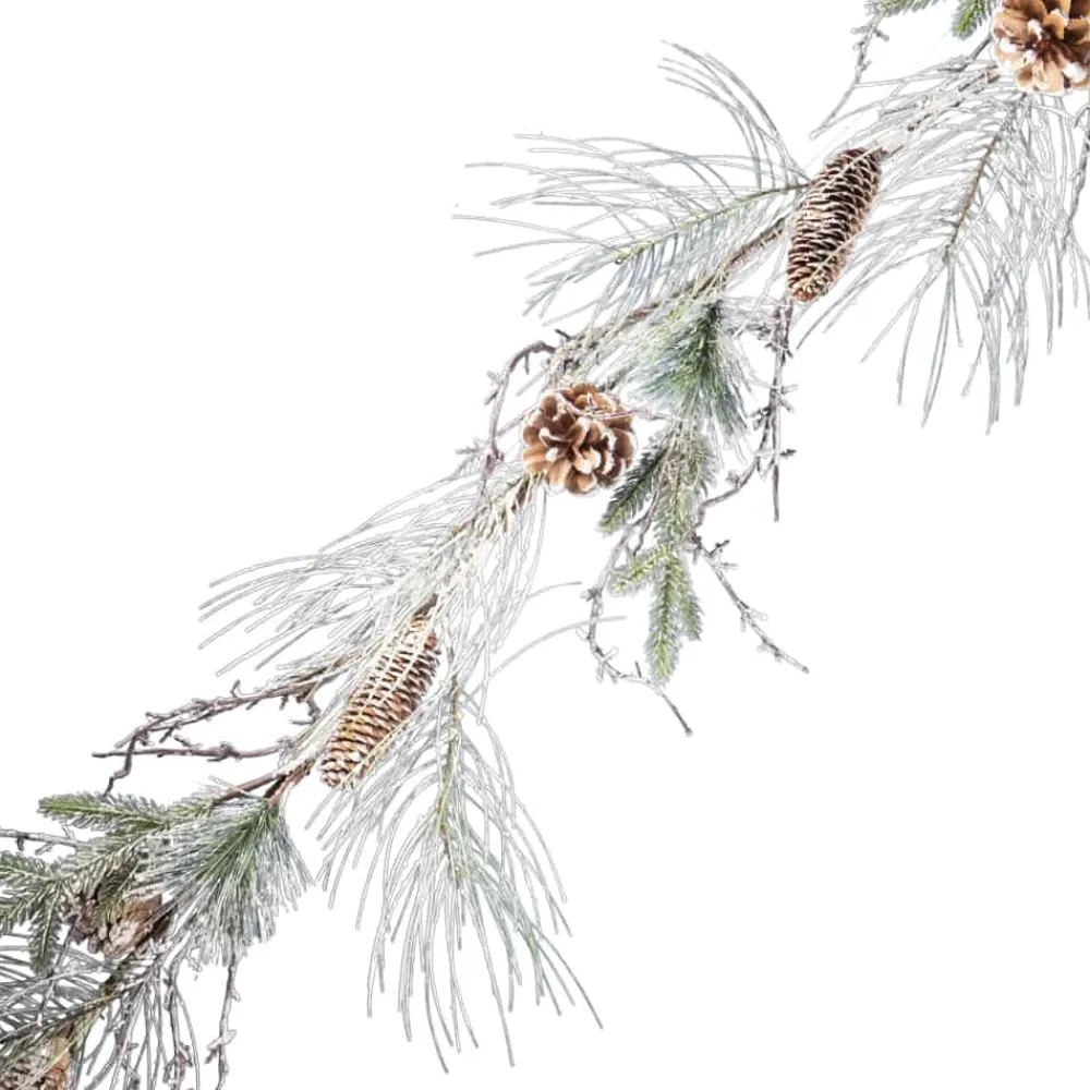 New Christmas Forever GARLAND FROSTED 64″ ICED / MIXED NEEDLE PINE W/ CONES