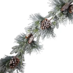 Hot Christmas Forever GARLAND FROSTED 60″ NEEDLE PINE W/ CONES