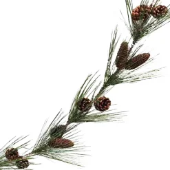 Clearance Christmas Forever GARLAND FROSTED HARD NEEDLE ROPING 72″ W/ PINE CONES