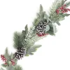 Christmas Forever GARLAND GRN 72″ MIXED PINE, CEDAR, RED BERRIES & CONES ICED/ FROSTED