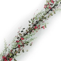 Sale Christmas Forever GARLAND MIXED LEAVES60″ W/ RED BERRIES & TWIGS