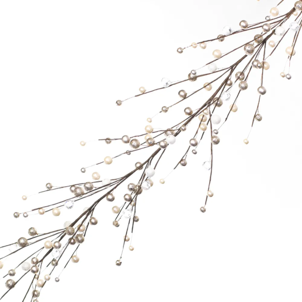 Outlet Christmas Forever GARLAND PEARLS 48″ CHAMPAGNE/WHITE
