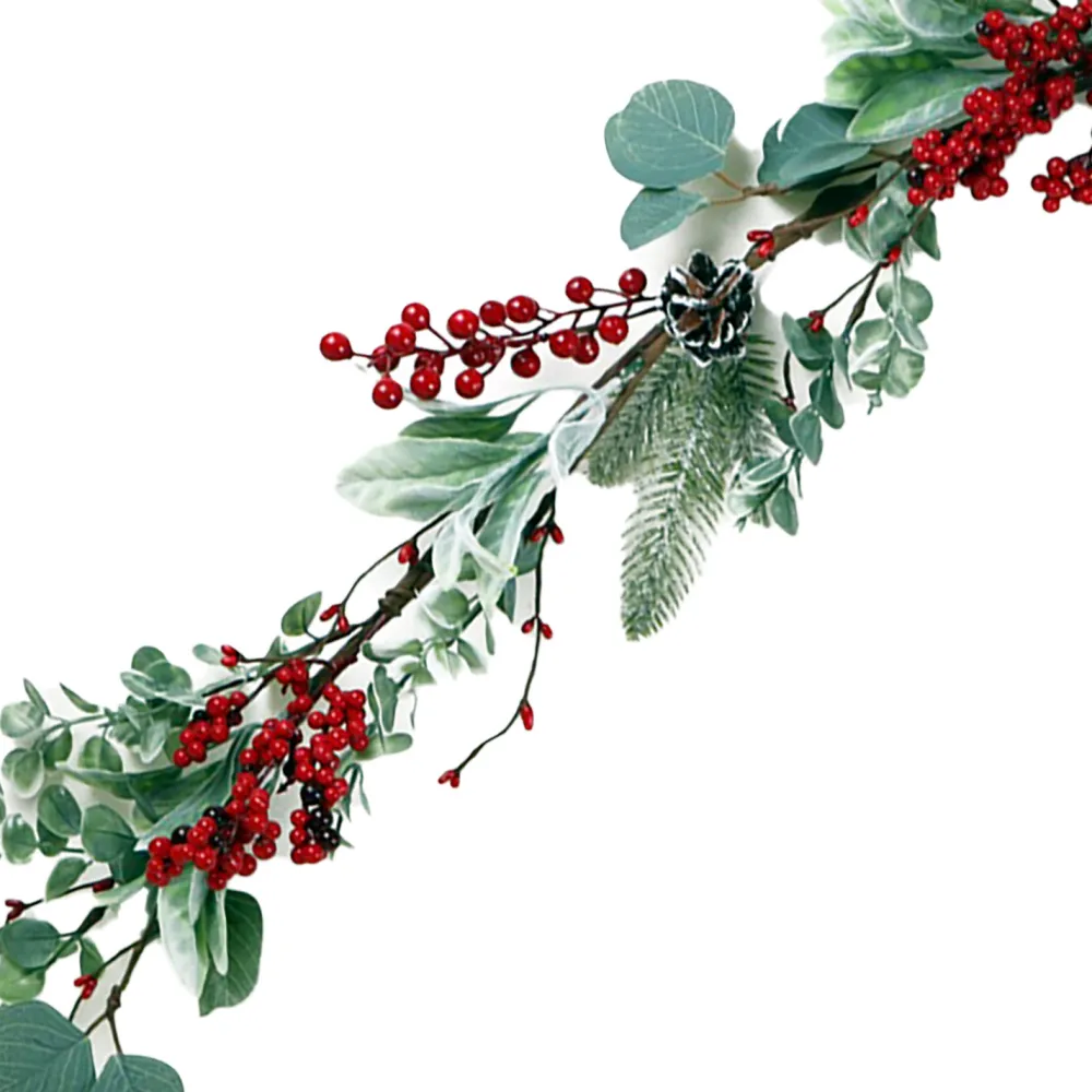 Outlet Christmas Forever GARLAND PINECONES, EUCALYPTUS & BERRIES 5′ GREEN/RED