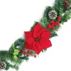 Discount Christmas Forever GARLAND RED POINSETTIA 60″ W/RED BERRIES EUCALYPTUS & CONES