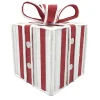 Clearance Christmas Forever GIFT BOX CANDY CANE TABLE DECOR 8.5″x11″ RED/WHITE W/ FAUX FAUR TRIM & GLITTER