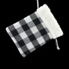 Hot Christmas Forever GIFT SACK BLACK/ WHITE PLAID 6″ X 8″ SHERPA CUFF