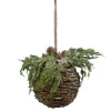 Best Christmas Forever HANGING BALL FROSTED 5″ NATURAL VINE W/ CEDAR & RED BERRIES