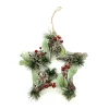 Hot Christmas Forever HANGING STAR 17″ RED BERRIES W/ NEEDLE PINE & CONES