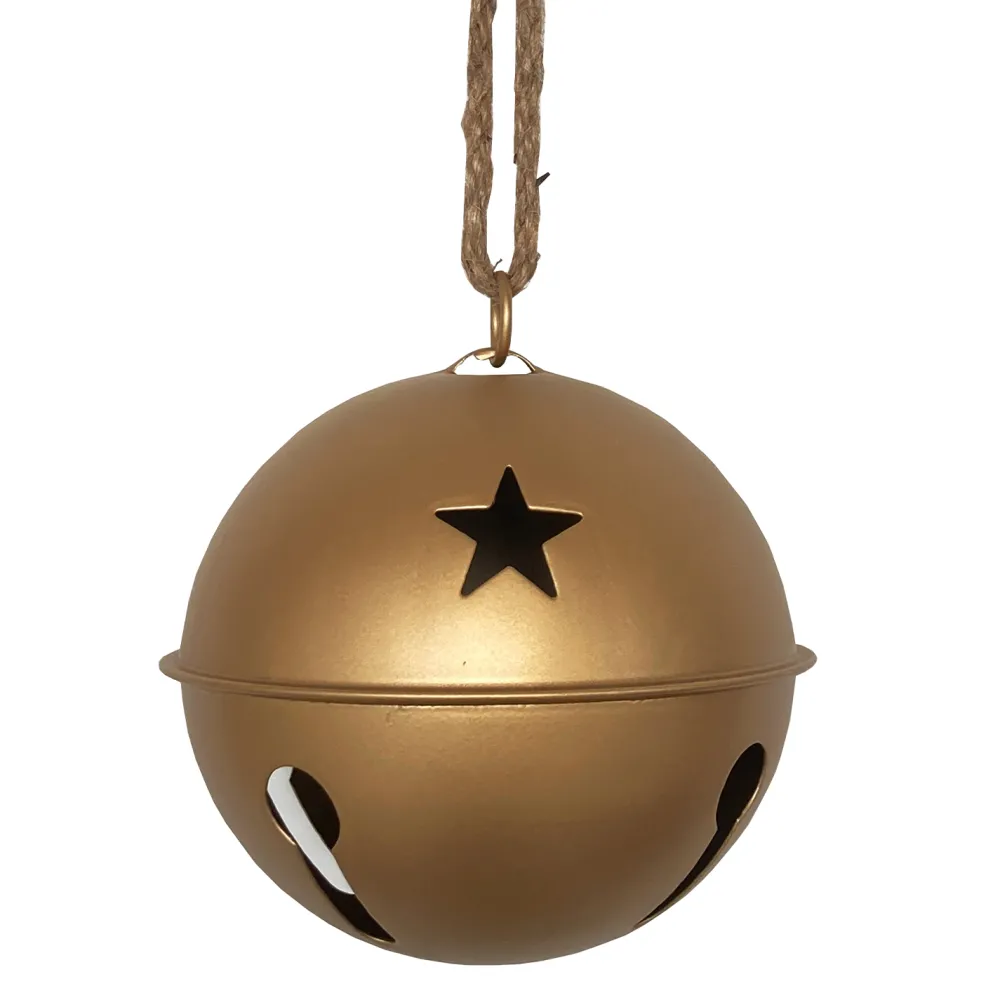 Discount Christmas Forever JINGLE BELL GOLD MATT 5.5″ W/ ROPE HANGER