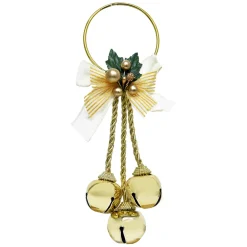 New Christmas Forever JINGLE BELL GOLD-SHINY 9.5″ 30MMx3 DOOR HANGER