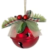 Christmas Forever JINGLE BELL RED METALIC 3″ W/ PINE & SHEER BOW