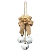 Clearance Christmas Forever JINGLE BELL WHITEx3 35MM W/ TAN RIBBON BOW & GOLD LVS./BERRIES