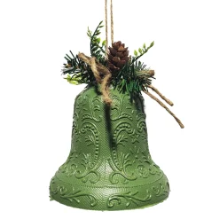 Hot Christmas Forever LIBERTY BELL EMBOSSED PVC GREEN ANTIQUE 4.5″ W/ PINE & CONE