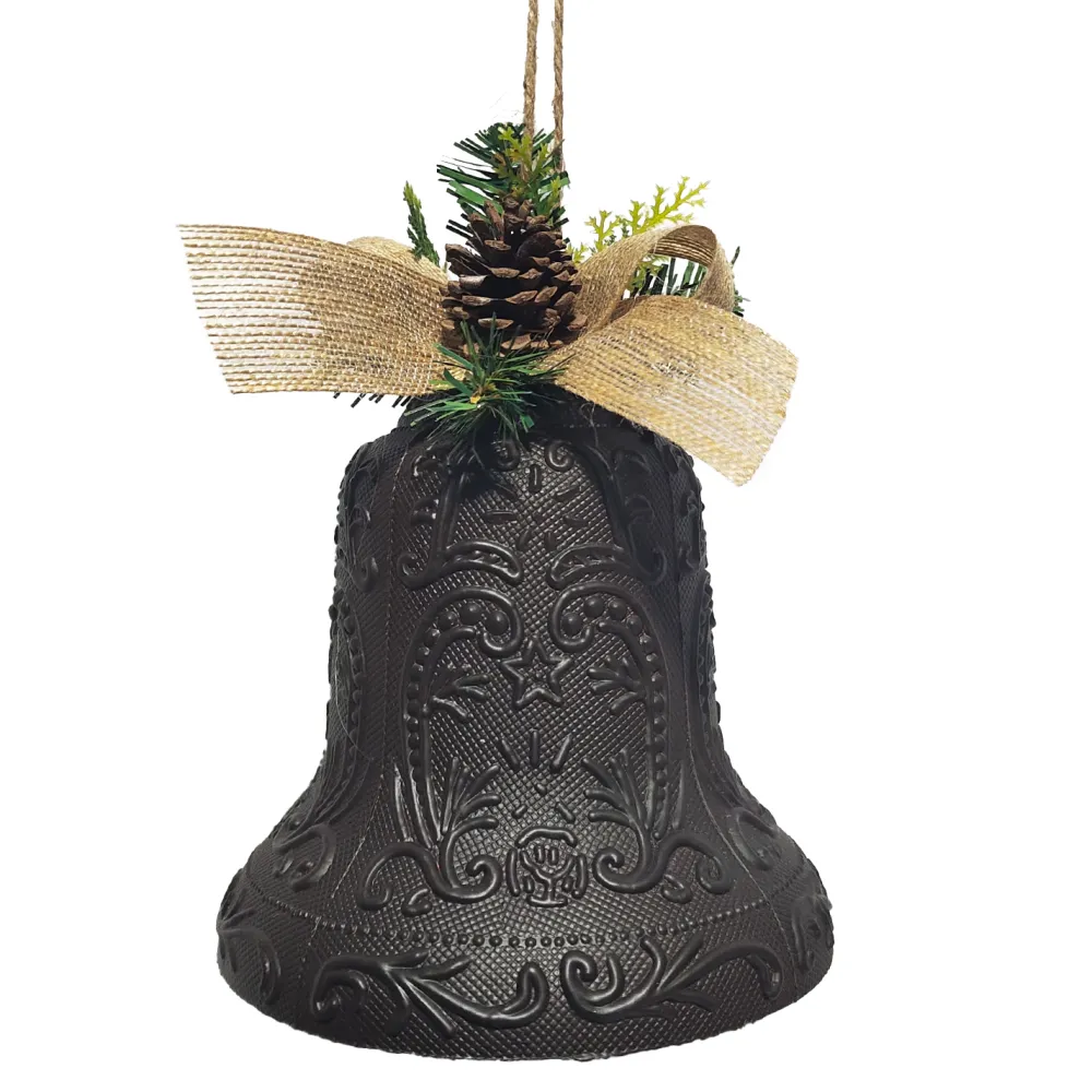 Clearance Christmas Forever LIBERTY BELL EMBOSSED PVC DARK BROWN 6″ W/ PINE & CONE