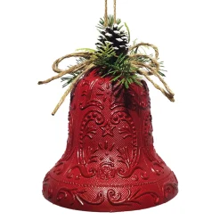 Outlet Christmas Forever LIBERTY BELL EMBOSSED PVC RED ANTIQUE 6″ W/ PINE & CONE