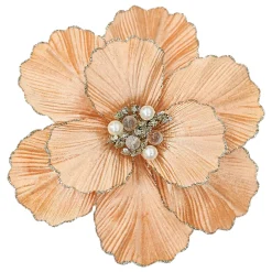 Best Christmas Forever MAGNOLIA HEAD CORAL 9″ VELVET CH GLITTER EDGE & CLIP