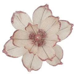 Sale Christmas Forever MAGNOLIA HEAD PINK 9.5″ METALLIC/ GLITTER W/ CLIP