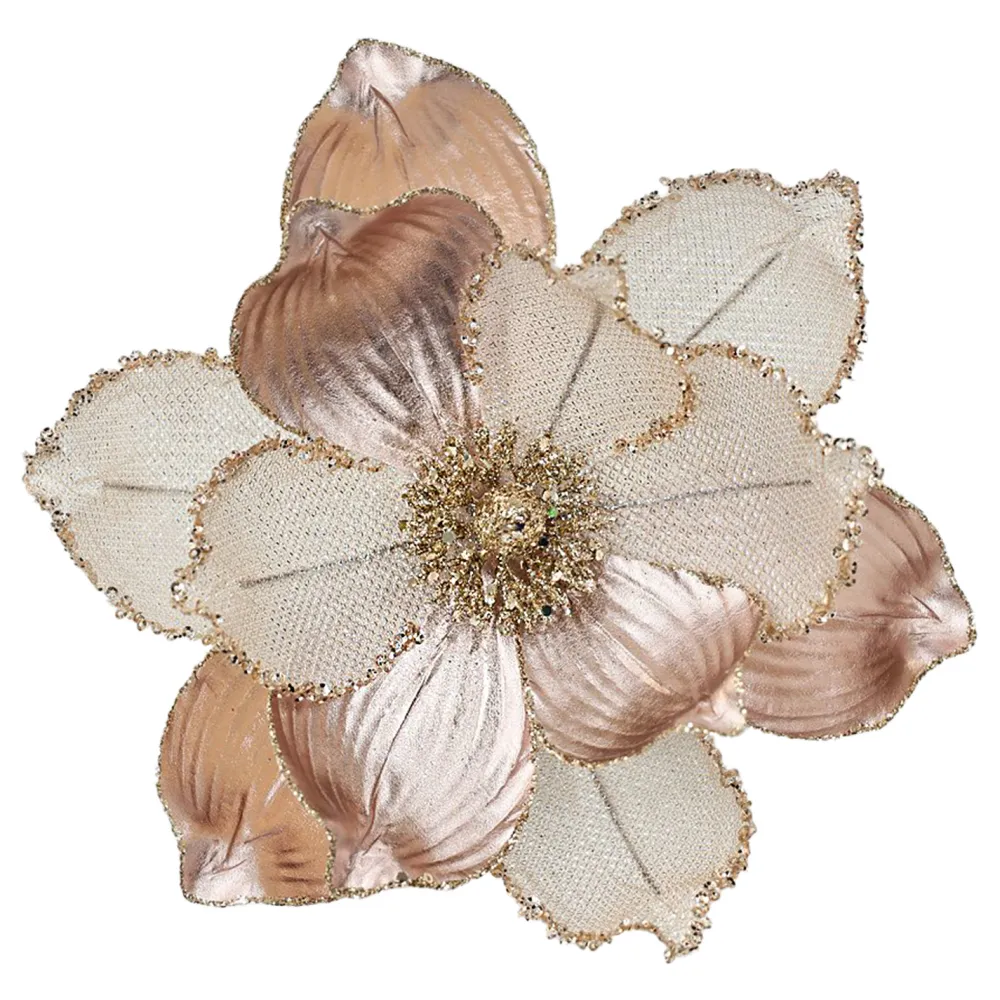 Sale Christmas Forever MAGNOLIA HEAD ROSE GOLD 9″ LEATHER/ METALLIC W/ CLIP