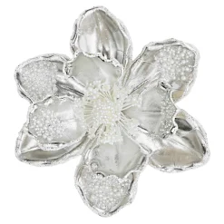 Online Christmas Forever MAGNOLIA HEAD SILVER 8.5″ METALLIC W/ CLIP