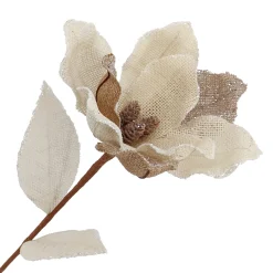 Discount Christmas Forever MAGNOLIA STEM BURLAP 28″ NATURAL/CREAM LEAF W/ PINE GLITTER