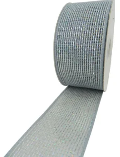 Clearance Christmas Forever MESH RIBBON 2.5″ X 25 YDS SILVER FULL SPARKLE