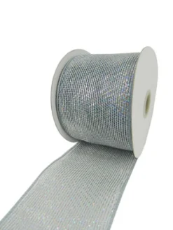Best Christmas Forever MESH RIBBON 4″ X 25 YDS SILVER LASER FULL SPARKLE