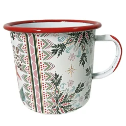 Discount Christmas Forever METAL ENAMEL MUG 4″ NORDIC SNOWFLAKES