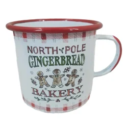 Outlet Christmas Forever METAL ENAMEL MUG 4″ W/ “NORTH POLE GINGERBREAD BAKERY”