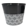 Best Christmas Forever METAL POT BLACK/WHITE WITH DIAMOND PATTERN 4.25″