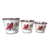 Hot Christmas Forever METAL POT W/ CARDINAL RED/WHT 4.2″|5.1″|6” 3PC SET