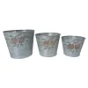 Hot Christmas Forever METAL POT W/ PINECONES GALVANIZED 4.2″|5.1″|6” 3PC SET