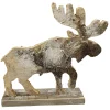 Clearance Christmas Forever MOOSE WOODEN TABLE DECOR 9.5″x9″ FROSTED NATURAL/BIRCH LOOK