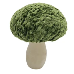 Best Christmas Forever MUSHROOM WOODEN BODY|FABRIC CAP GREEN/NATURAL 4.5″ GLITTER/FROSTED