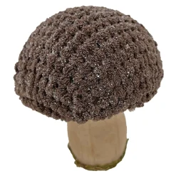 Sale Christmas Forever MUSHROOM WOODEN BODY|FABRIC CAP BROWN/NATURAL 3″ GLITTER/FROSTED