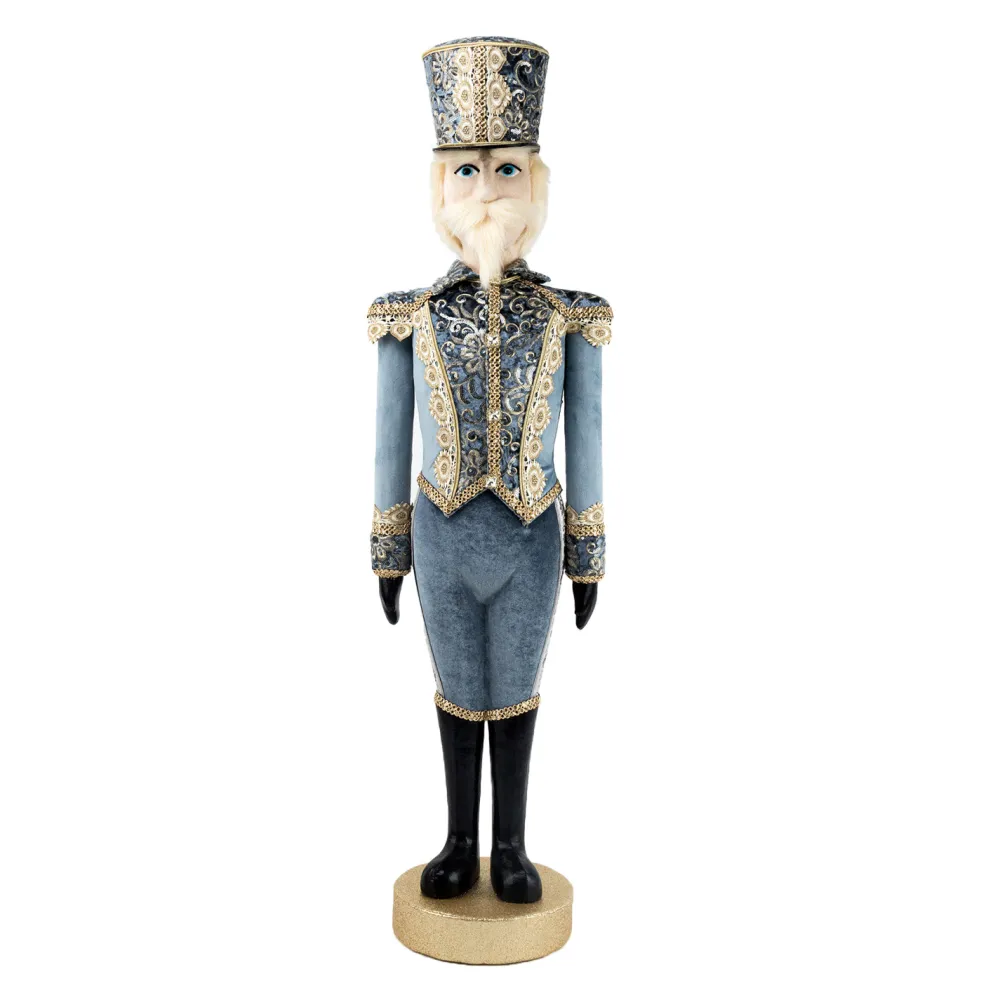 Hot Christmas Forever NUTCRACKER 41″ REGAL BLUE FABRIC W/ INTRICATE EMBROIDERY