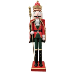 Sale Christmas Forever NUTCRACKER WOODEN STANDING 24″ RED W/ CAPE