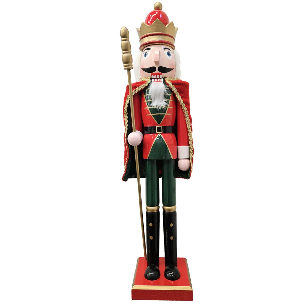Sale Christmas Forever NUTCRACKER WOODEN STANDING 24″ RED W/ CAPE
