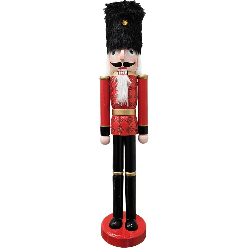 Online Christmas Forever NUTCRACKER WOODEN STANDING 24″ LONDON SOLDIER FUR HAT